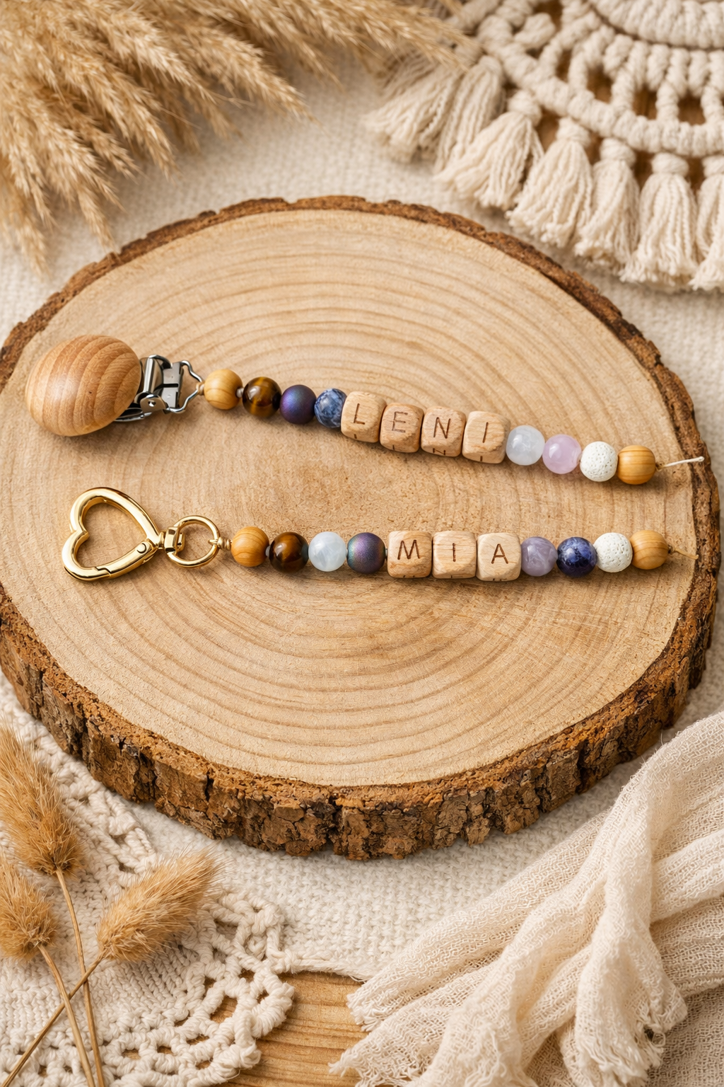 Affirmations-Begleiter mit Name – personalisierte Edelstein-Namenskette