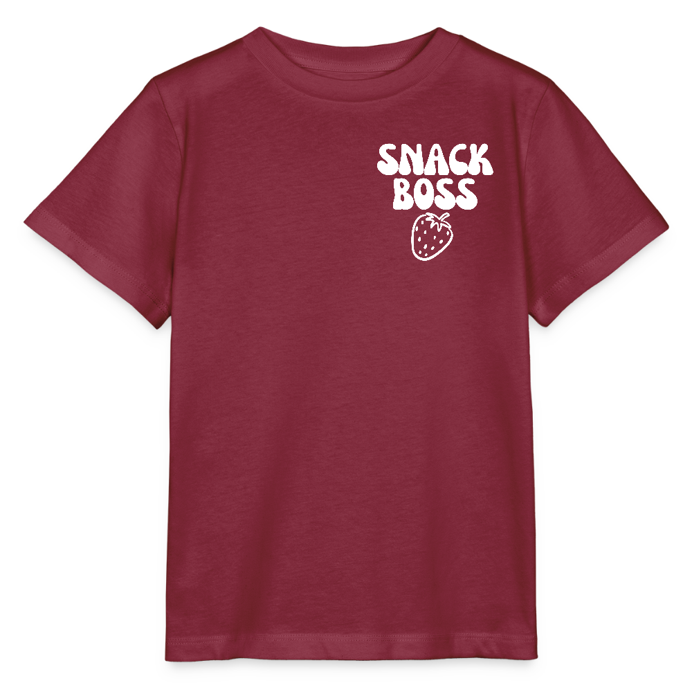 Snack Boss Strawberry | Kinder T-Shirt | 100% Organic - burgundy