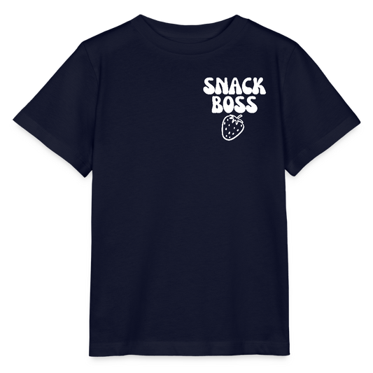 Snack Boss Strawberry | Kinder T-Shirt | 100% Organic - navy