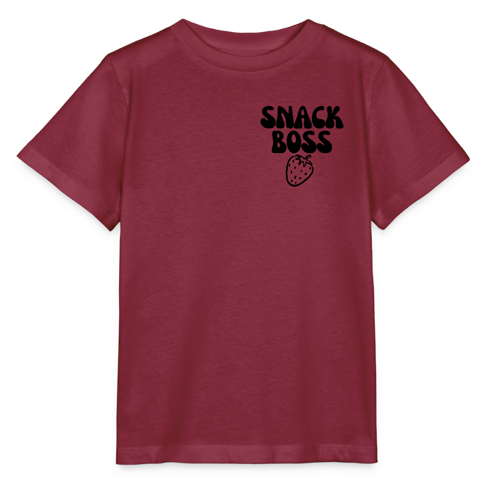 Snack Boss Strawberry | Kinder T-Shirt | 100% Organic - burgundy