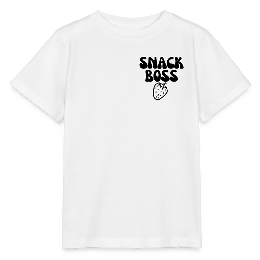 Snack Boss Strawberry | Kinder T-Shirt | 100% Organic - white