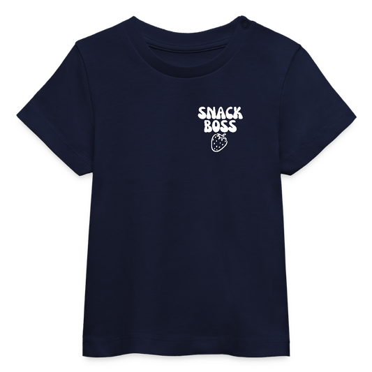 Snack Boss Strawberry | Baby T-Shirt | 100% Organic - navy