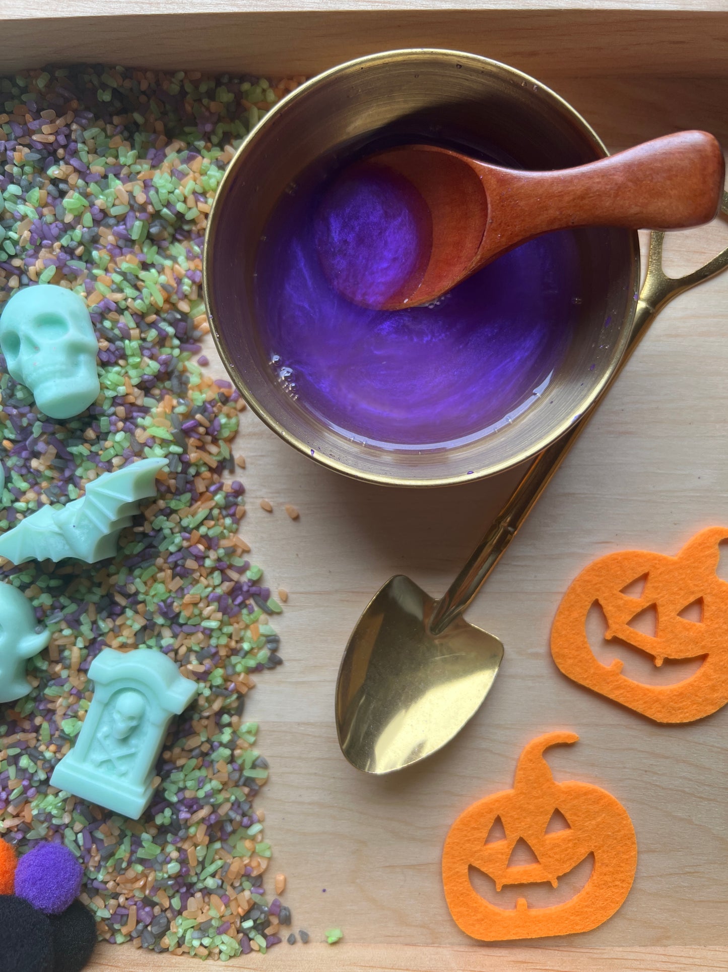 Großes Halloween-Sensorik-Set – Zauberpulver, Wachsfiguren & mehr | Handmade | Sensory Play