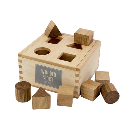 Montessori ToyShape Sortierbox, stapelbar, Natur