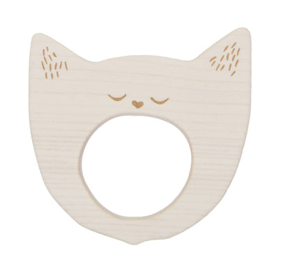 Beißring Gähnende Katze aus Holz