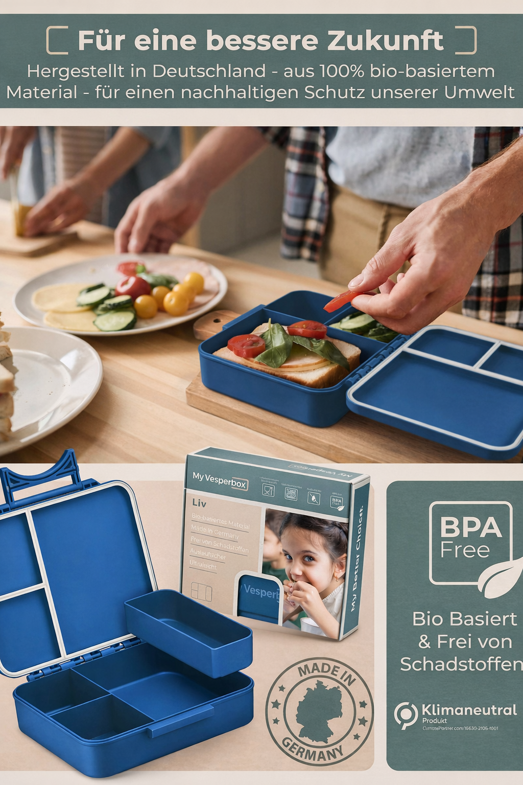 Brotdose Kinder auslaufsicher – My Vesperbox mit Fächern (Made in Germany) | personalisierbar