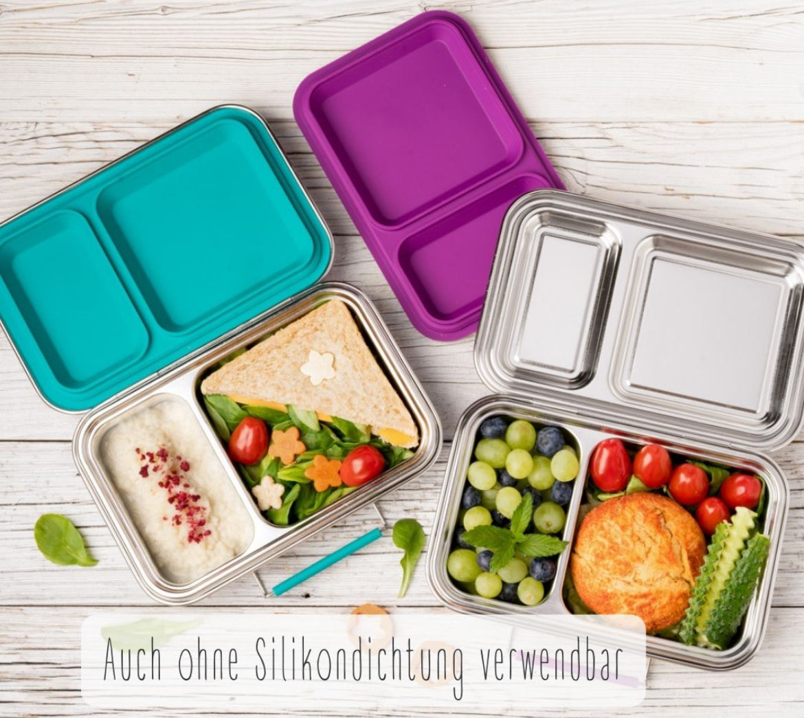 LEKKABOX Duo Edelstahl-Brotdose mit 2 Fächer