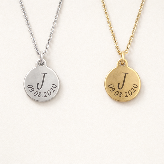 Kettenanhänger Buchstabe plus Geburtstag | Erinnerung | Schmuck