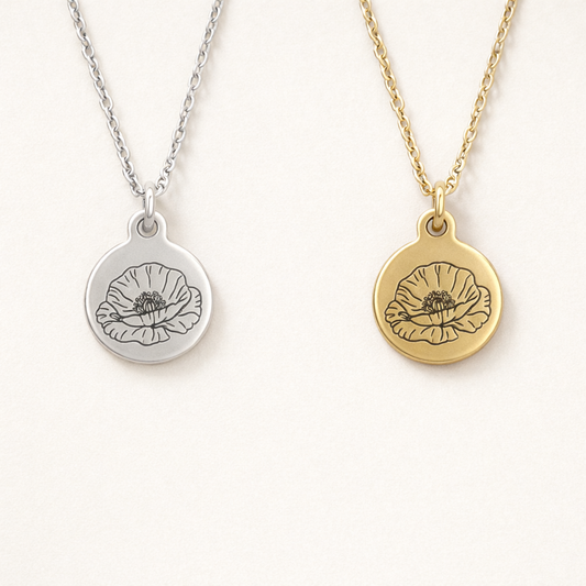 Kettenanhänger Geburtsblume | Erinnerung | Mit und ohne Kette