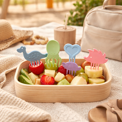 Snackpiekser 5er Set „Pieksi me Softly“ – Piekser für Brotdose, Snackteller & BLW