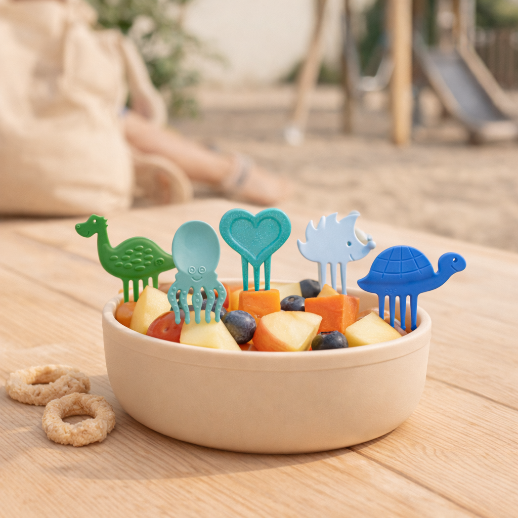 Snackpiekser 5er Set „Bouncy Five“ – Piekser für Brotdose, Snackteller & BLW