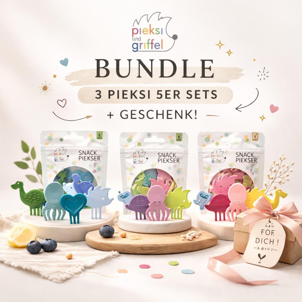 Snackpiekser 5er Set „Pieksi me Softly“ – Piekser für Brotdose, Snackteller & BLW