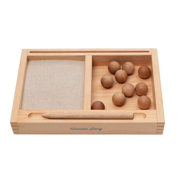 Montessori Sandschale mit Karteikartenhalter, 2-teilig