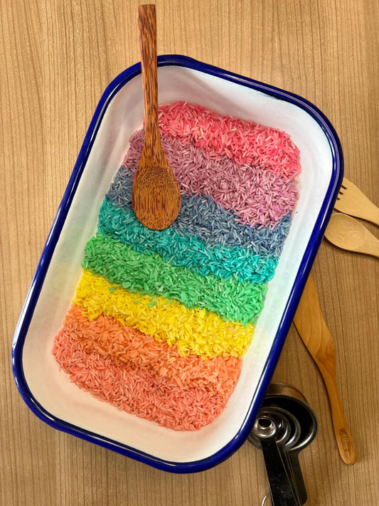 Farbiger Reis für Kinder | 200g Sensorikreis | Regenbogen-Spielmaterial zum Fühlen & Lernen