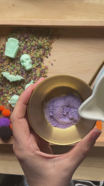 Großes Halloween-Sensorik-Set – Zauberpulver, Wachsfiguren & mehr | Handmade | Sensory Play