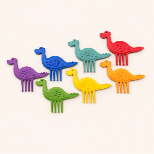 Snackpiekser Dinosaurier Kinder 7er Set bunt für Brotdose und Bento