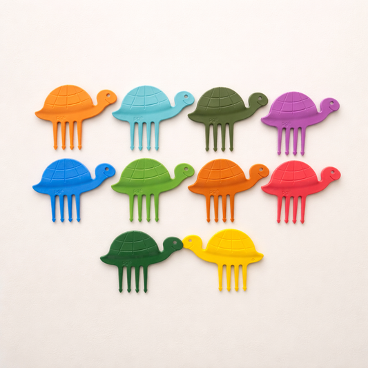 Bunte Snackpiekser für Kinder im Schildkröten-Design als Set für die Brotdose